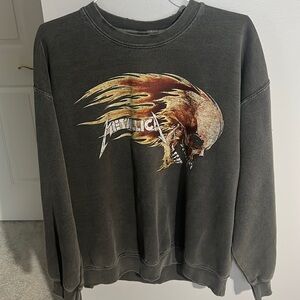 Vintage Metallica Charcoal Crewneck Sweatshirt with Flame Skull